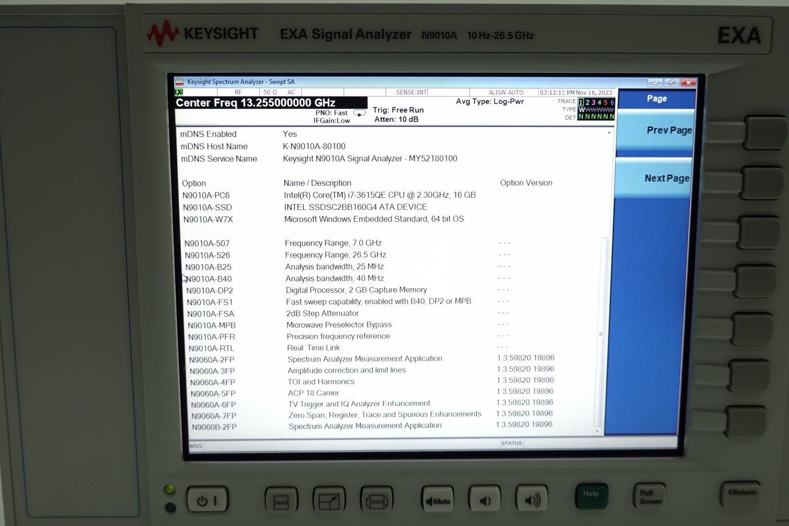 Keysight N9010A-526 10 Hz to 26.5 GHz