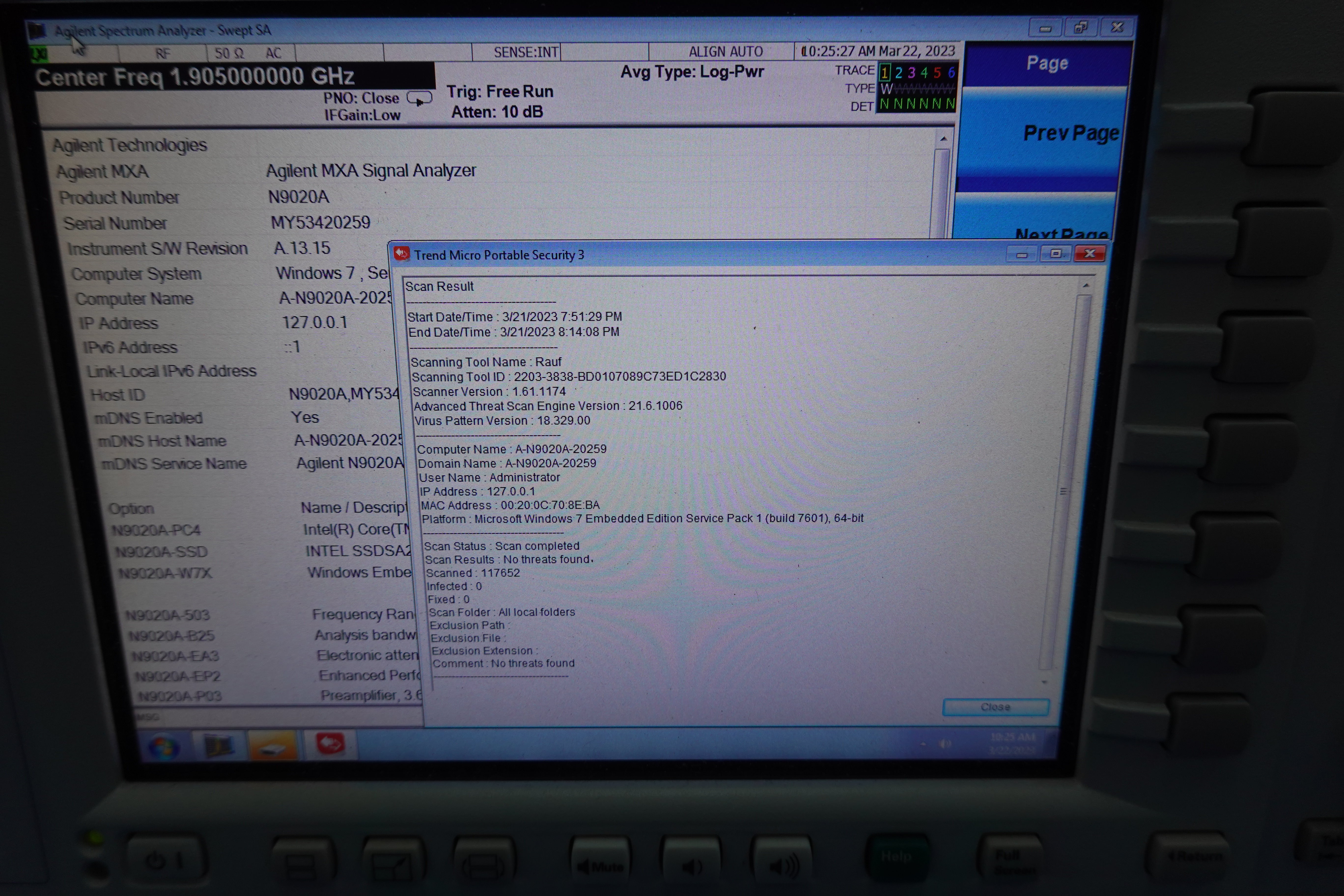 Keysight N9020A-503 10 Hz to 3.6 GHz