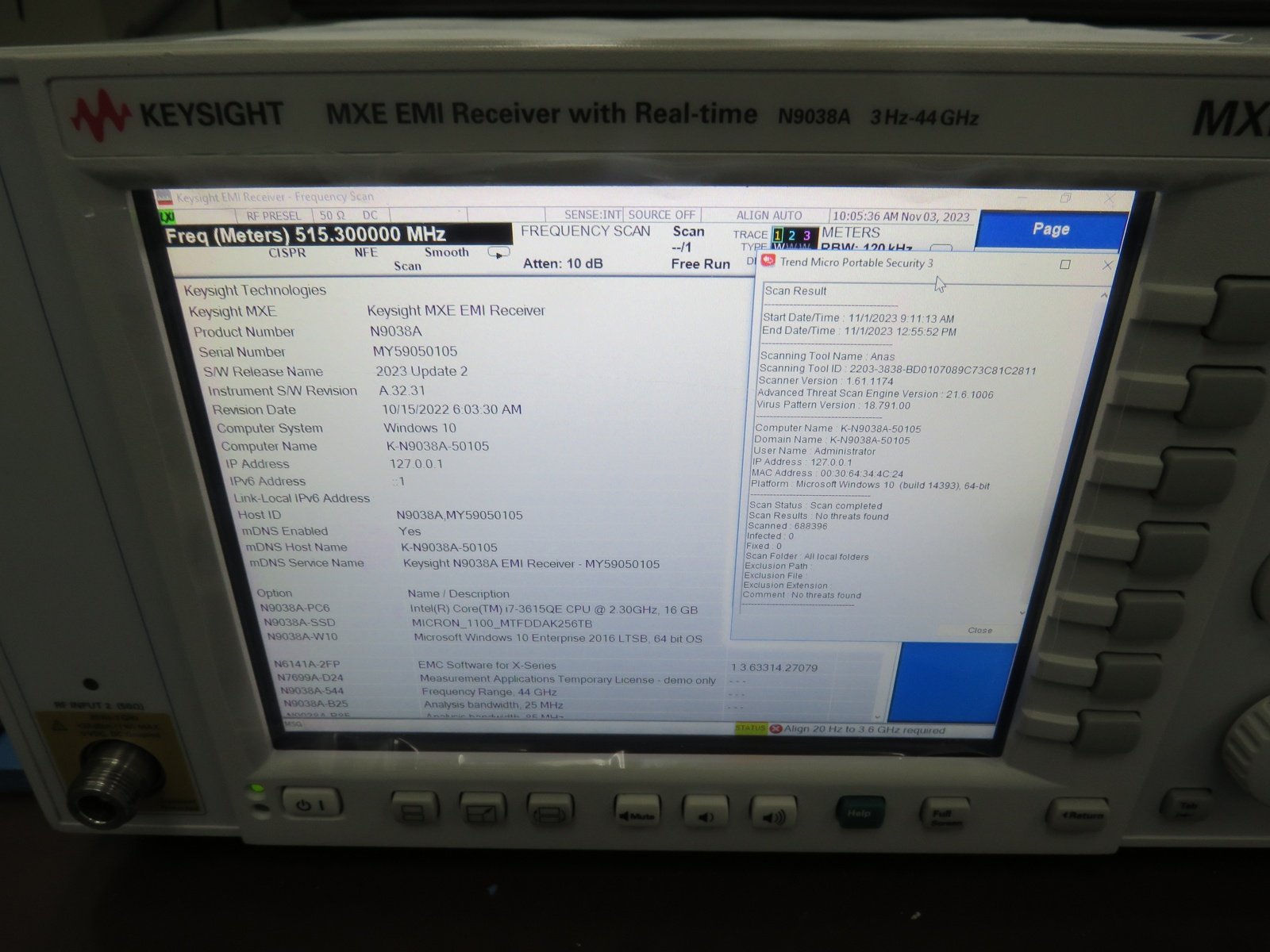 Keysight N9038A-544 3 Hz to 44 GHz