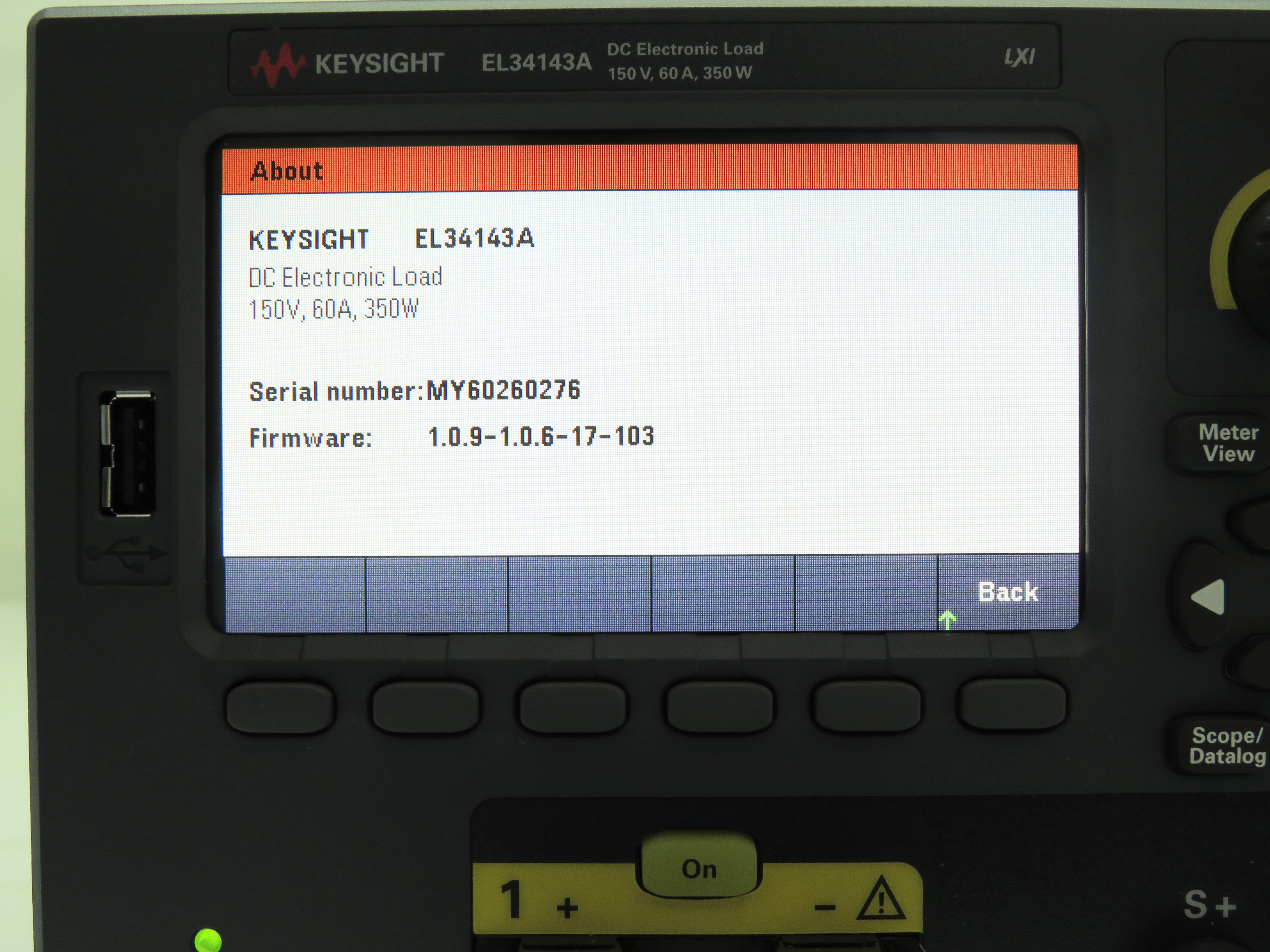 Keysight EL34143A Bench Electronic Load / Single-input / 150V / 60A / 350W / LAN / USB