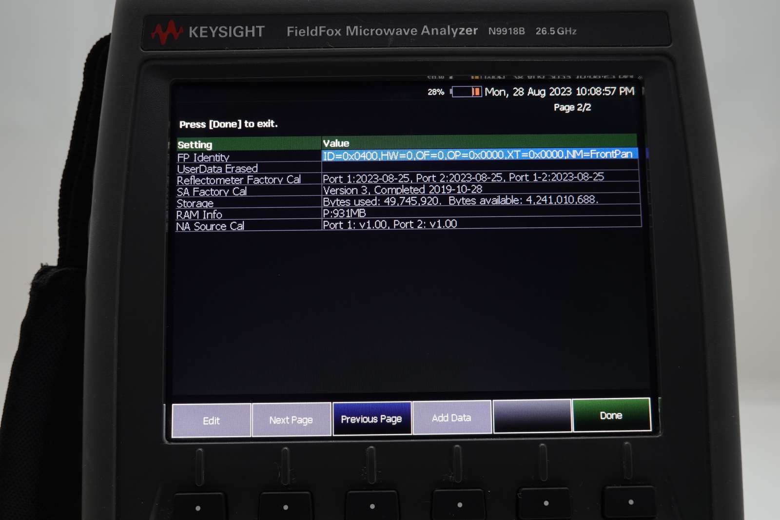 Keysight N9918B FieldFox Handheld Microwave Analyzer / 30 kHz to 26.5 GHz