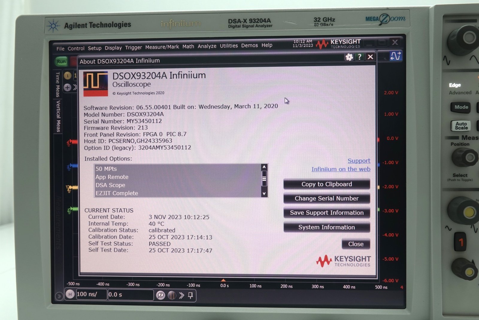Keysight DSAX93204A Infiniium High-Performance Oscilloscope / 33 GHz / 80/40 GSa/s / 4 Channel / 50M