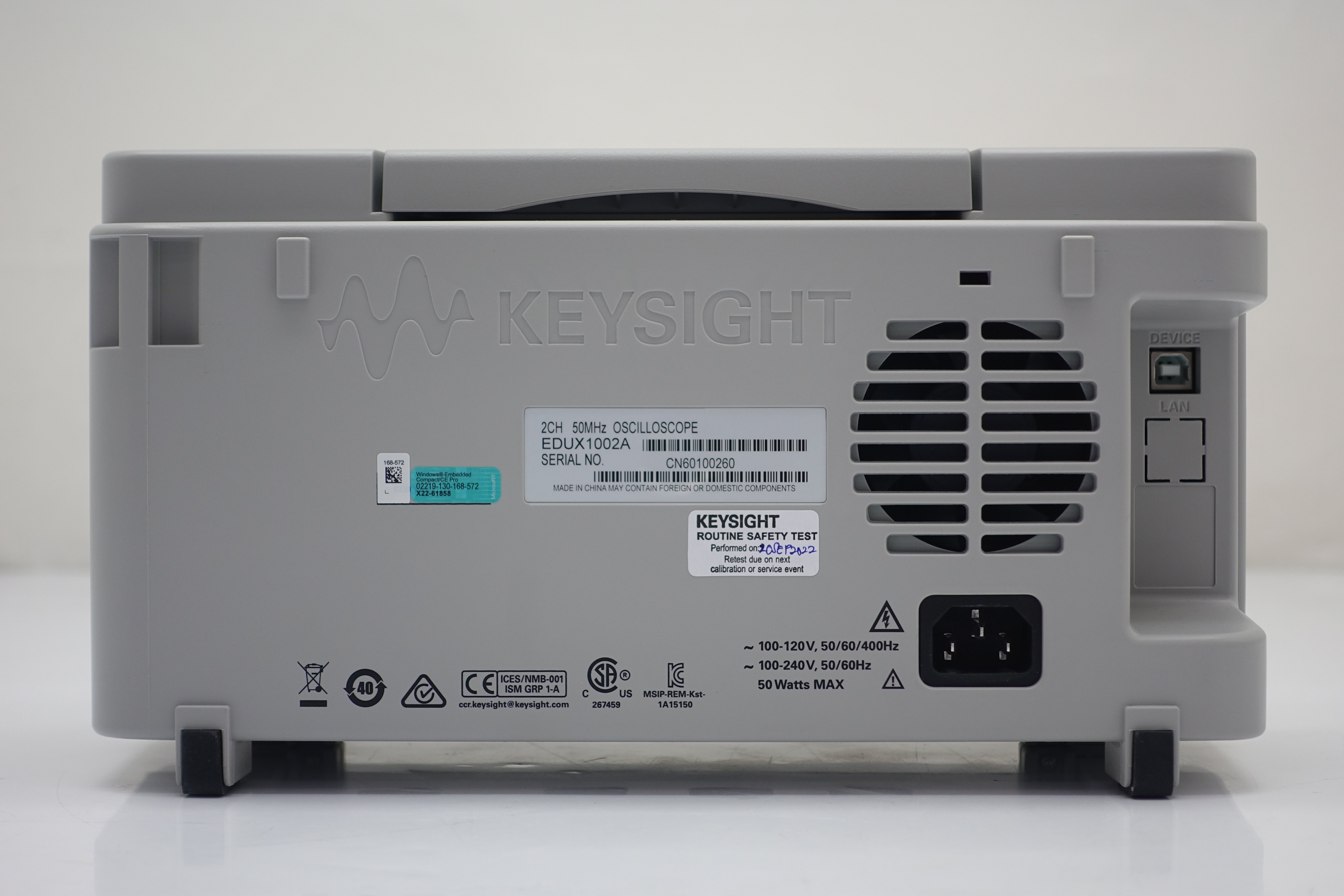 Keysight EDUX1002A InfiniiVision 1000 X-Series Oscilloscope / 50 MHz / 1 GSa/s / 2 Channels