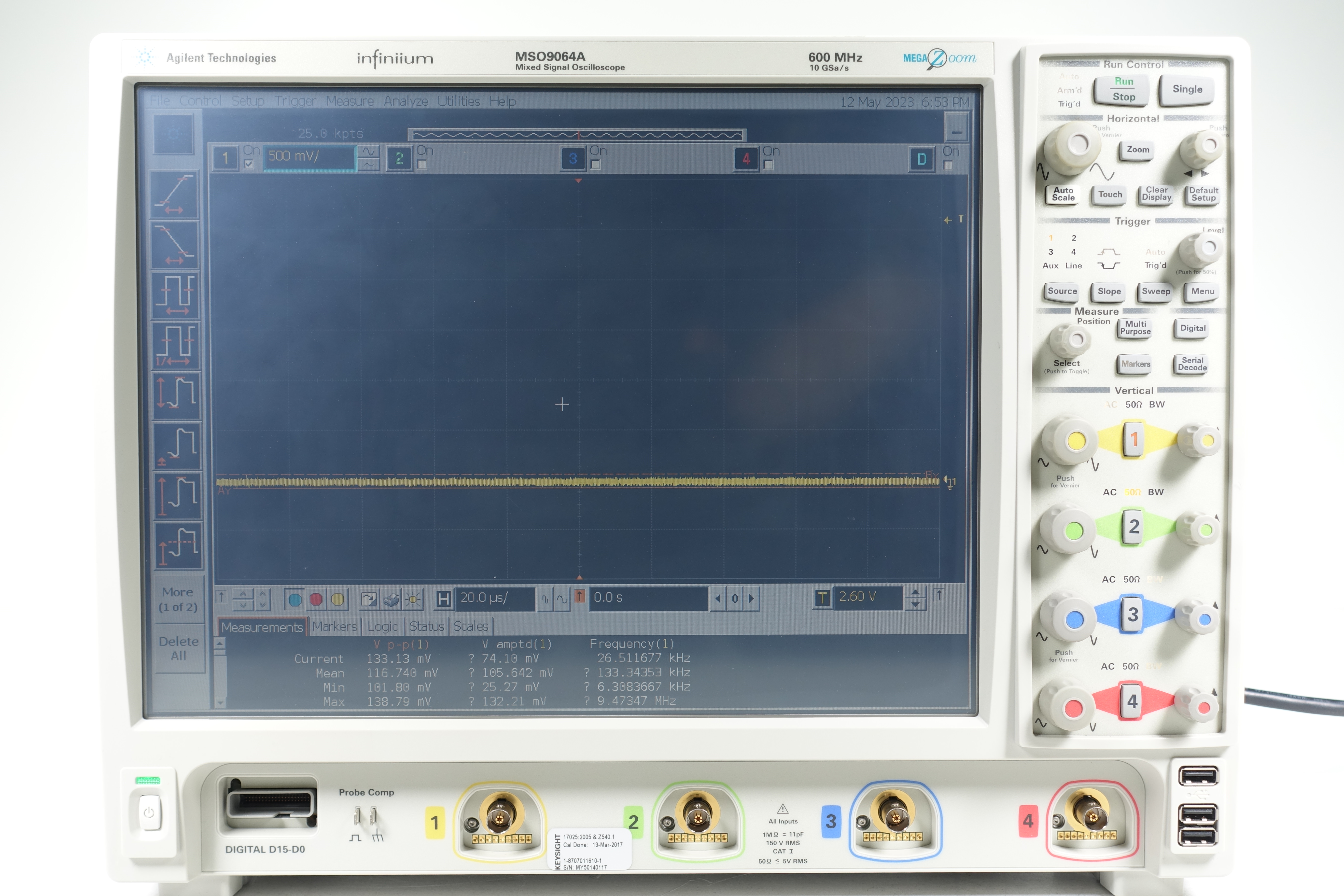 Keysight MSO9064A Mixed Signal Oscilloscope / 600 MHz / 5/10 GSa/s / 4 Analog Plus 16 Digital Channels
