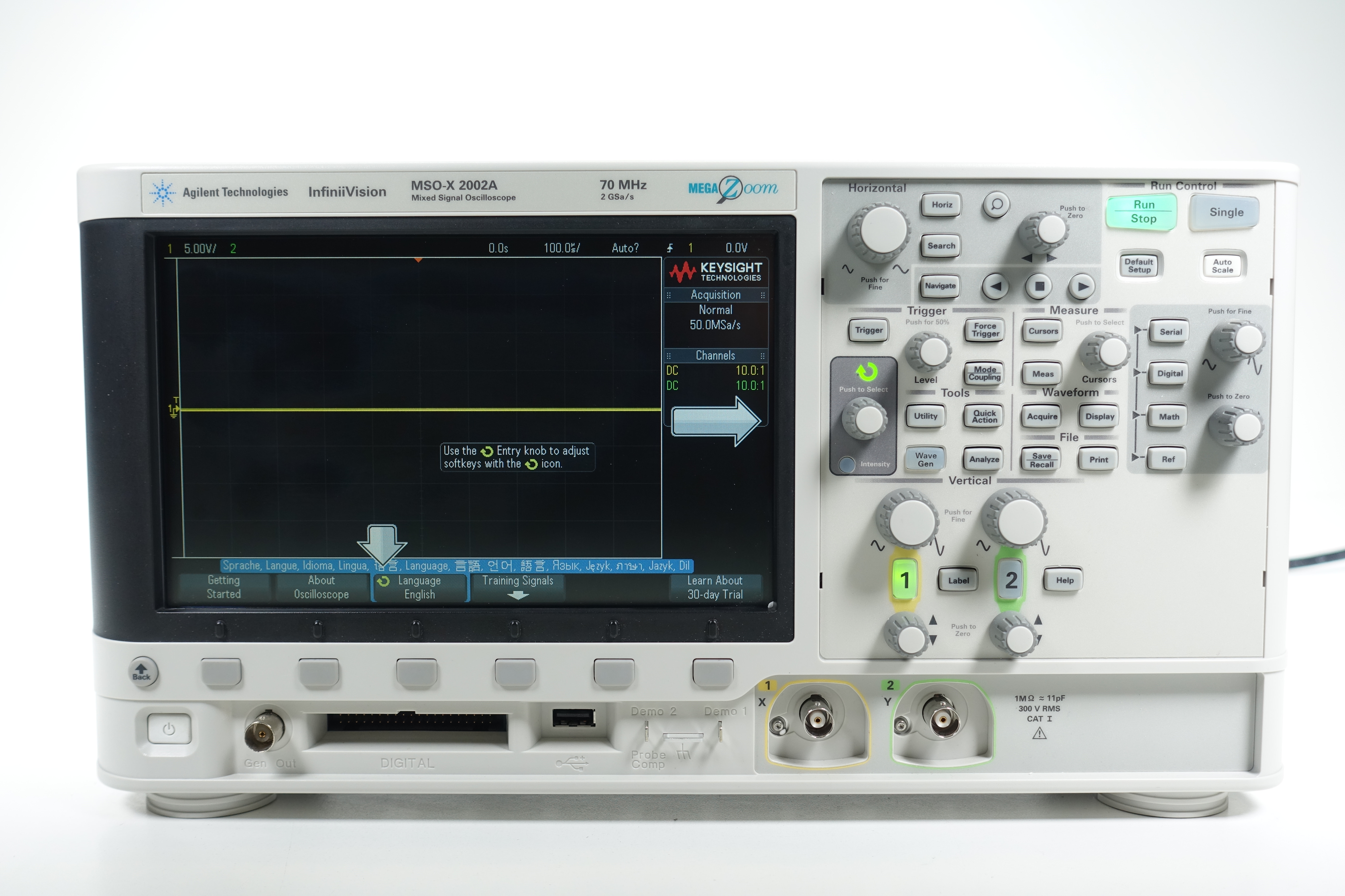Keysight MSOX2002A Mixed Signal Oscilloscope / 70 MHz / 2 Analog Plus 8 Digital Channels