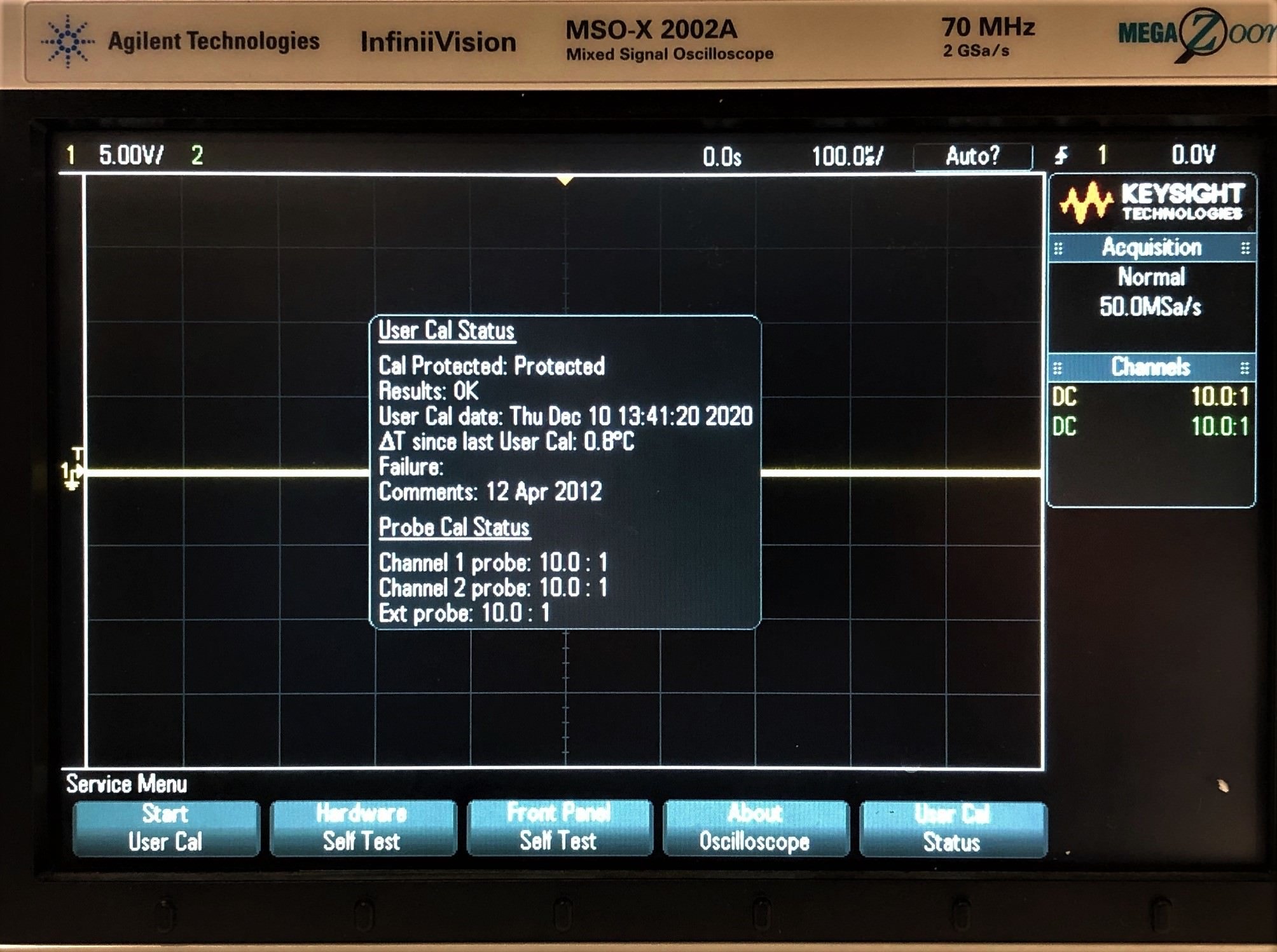 Keysight MSOX2002A Mixed Signal Oscilloscope / 70 MHz / 2 Analog Plus 8 Digital Channels