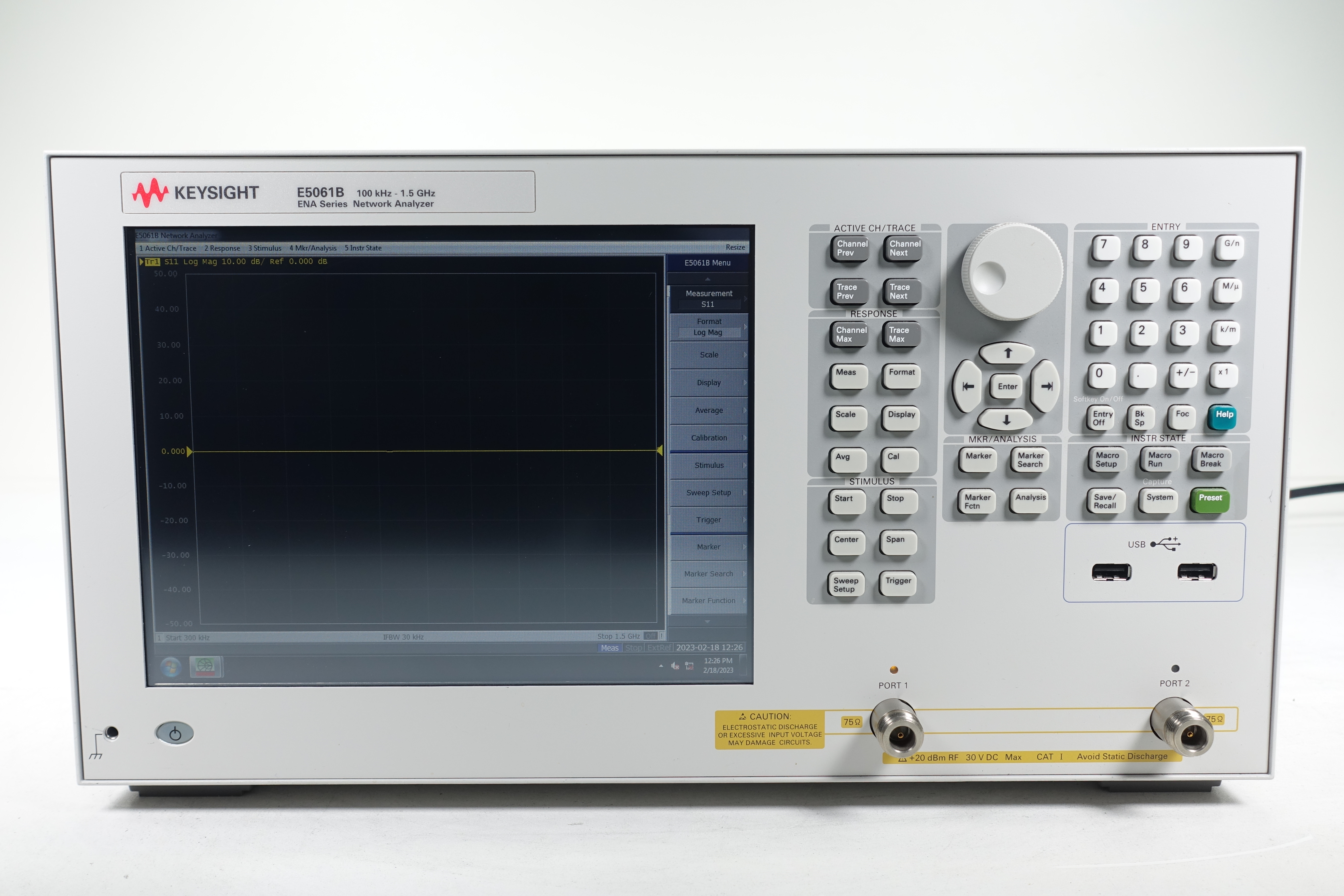Keysight E5061B-117 Network Analyzers Vector Network Analyzer (ENA) /  Transmission/Reflection Test Set / 100 kHz to 1.5 GHz / 75 Ohm System  Impedance